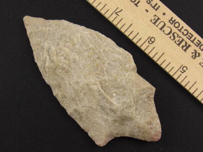 Native American Stone Stemmed Arrowhead: Very Nice Native American stone arrowhead or knife blade from an old estate in Richmond, Virginia.