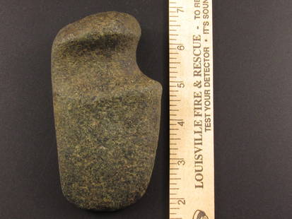 Beautiful Prehistoric Native American Indian Grooved Stone Axe: Beautiful Indian grooved stone axe head from Madison County, Wisconsin. Ex B. Bowles collection.