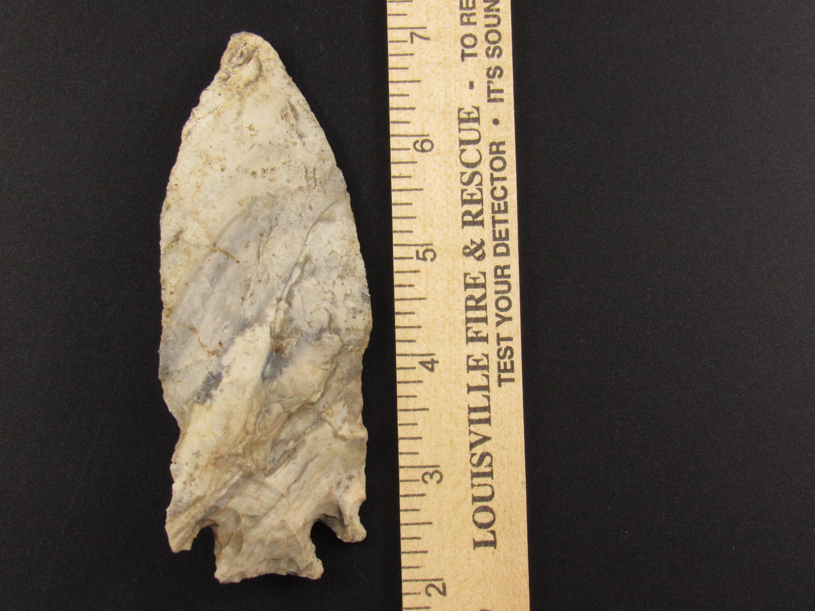 Large Prehistoric Native American Indian Notched Flint Arrowhead (1 of 3)