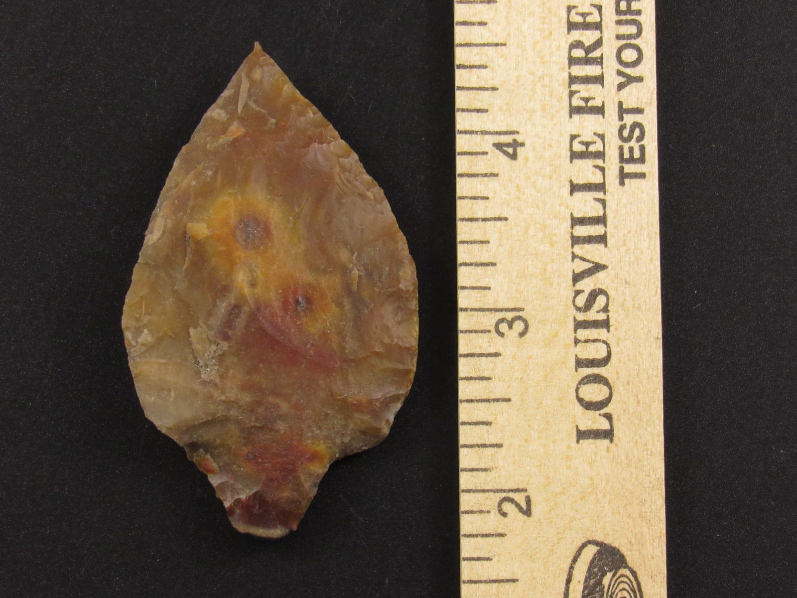 Colorful Prehistoric Native American Indian Stemmed Arrowhead (1 of 3)