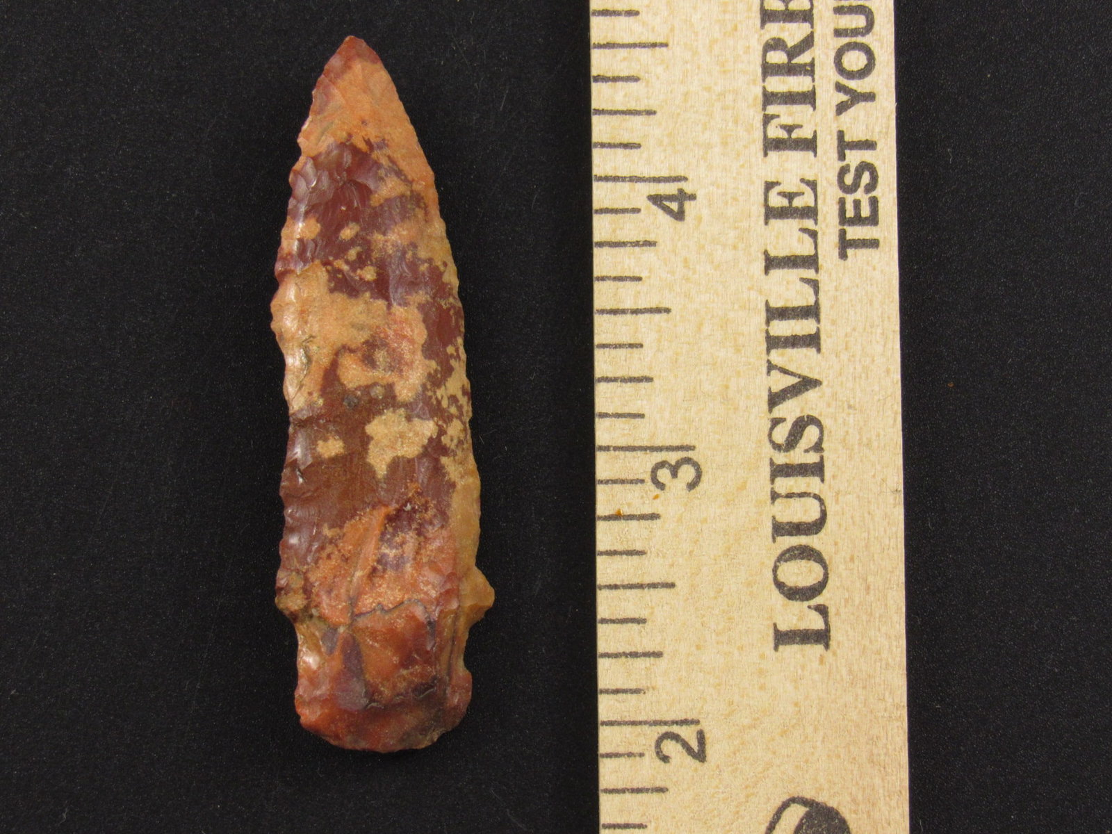Very Colorful Prehistoric Native American Indian Arrowhead: Very colorful Indian flint arrowhead. Ex B. Bowles collection.