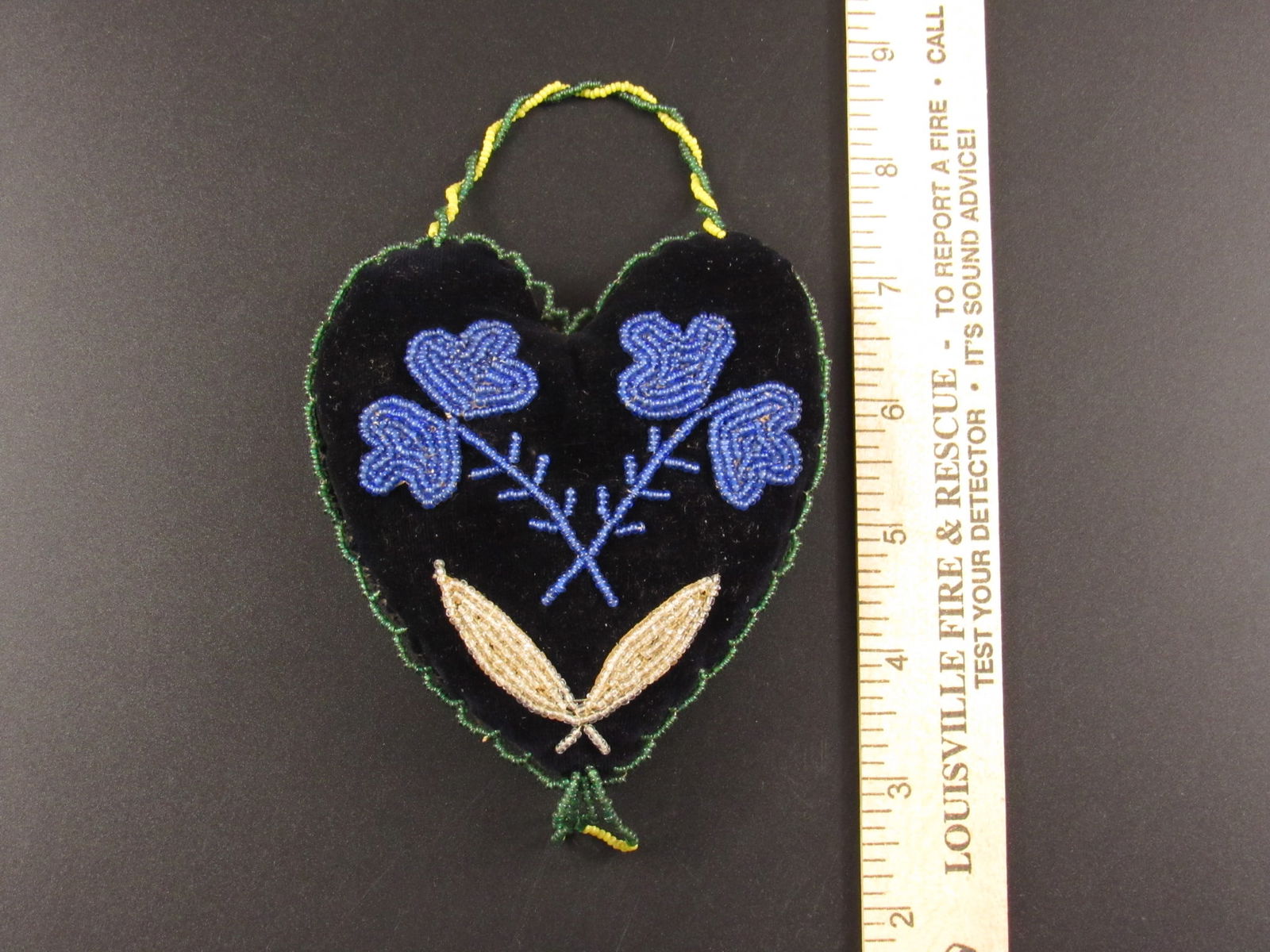 Beautiful Vintage Native American Beaded Heart Cushion (1 of 2)