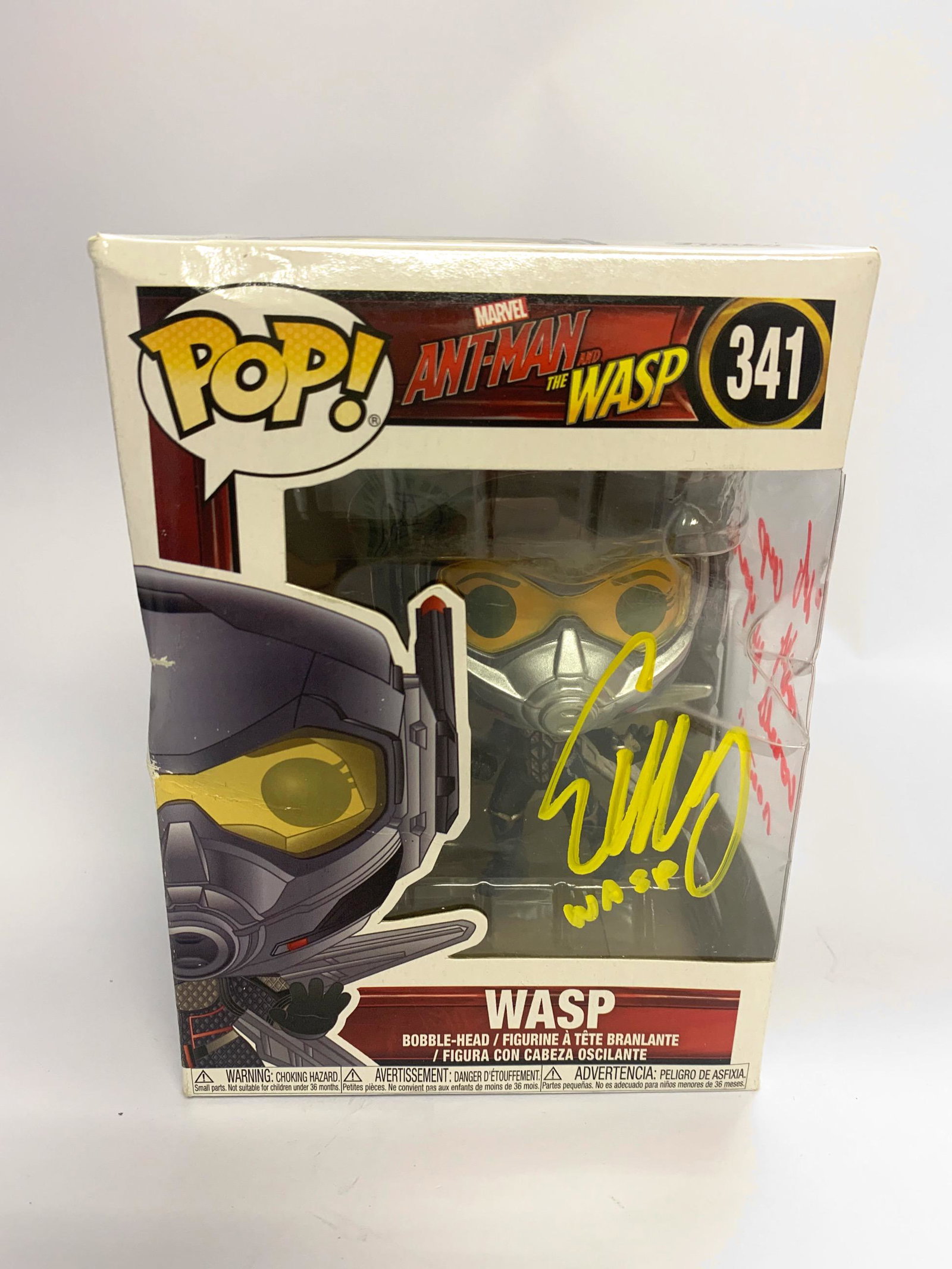 Autograph Signed Wasp Funko Pop: Category: Autograph CollectiblesAutograph Evangeline Lilly, Paul Rudd Excellent ConditionDetails are as shown in the photos
