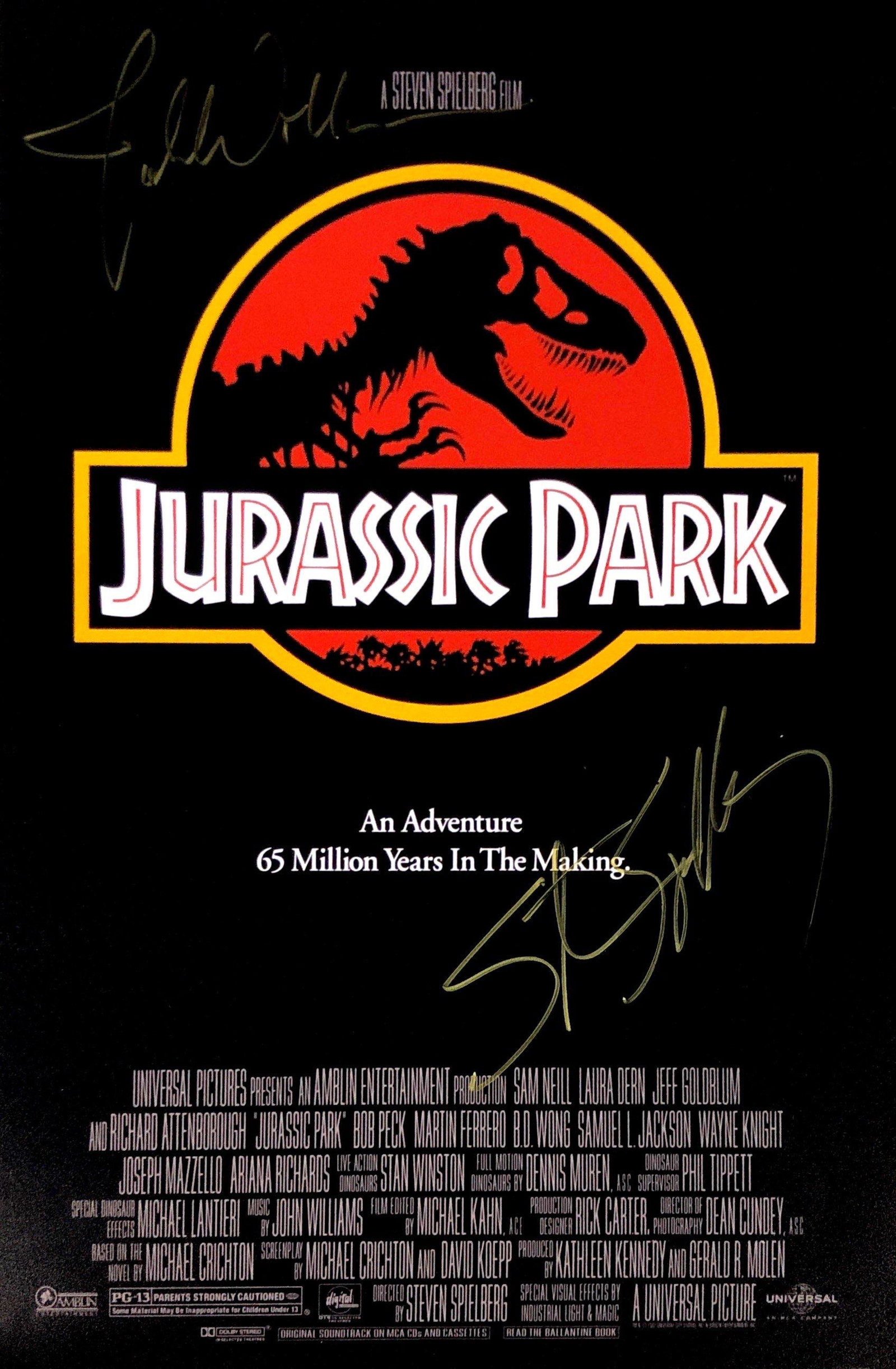 Steven Spielberg John William Autographed Jurassic Park Poster (1 of 1)