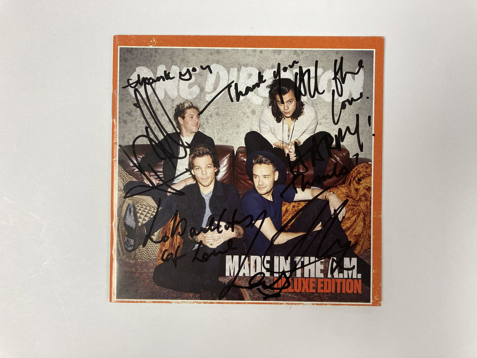 Autograph Signed One Direction Made In the AM Booklet: Autograph By: Harry Styles, Louis Tomlinson, Niall Horan, Liam PayneExcellent Condition and Certified