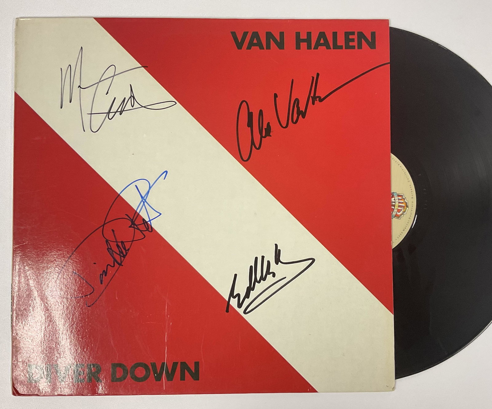 Autograph Signed Van Halen Diver Down Vinyl: Autograph Includes: Eddie Van Halen, Daivd Lee Roth, Alex Van Halen, Michael AnthonyItem is in great condition with no damage, unframedItem is being vertified. Please review our Terms and Conditions b