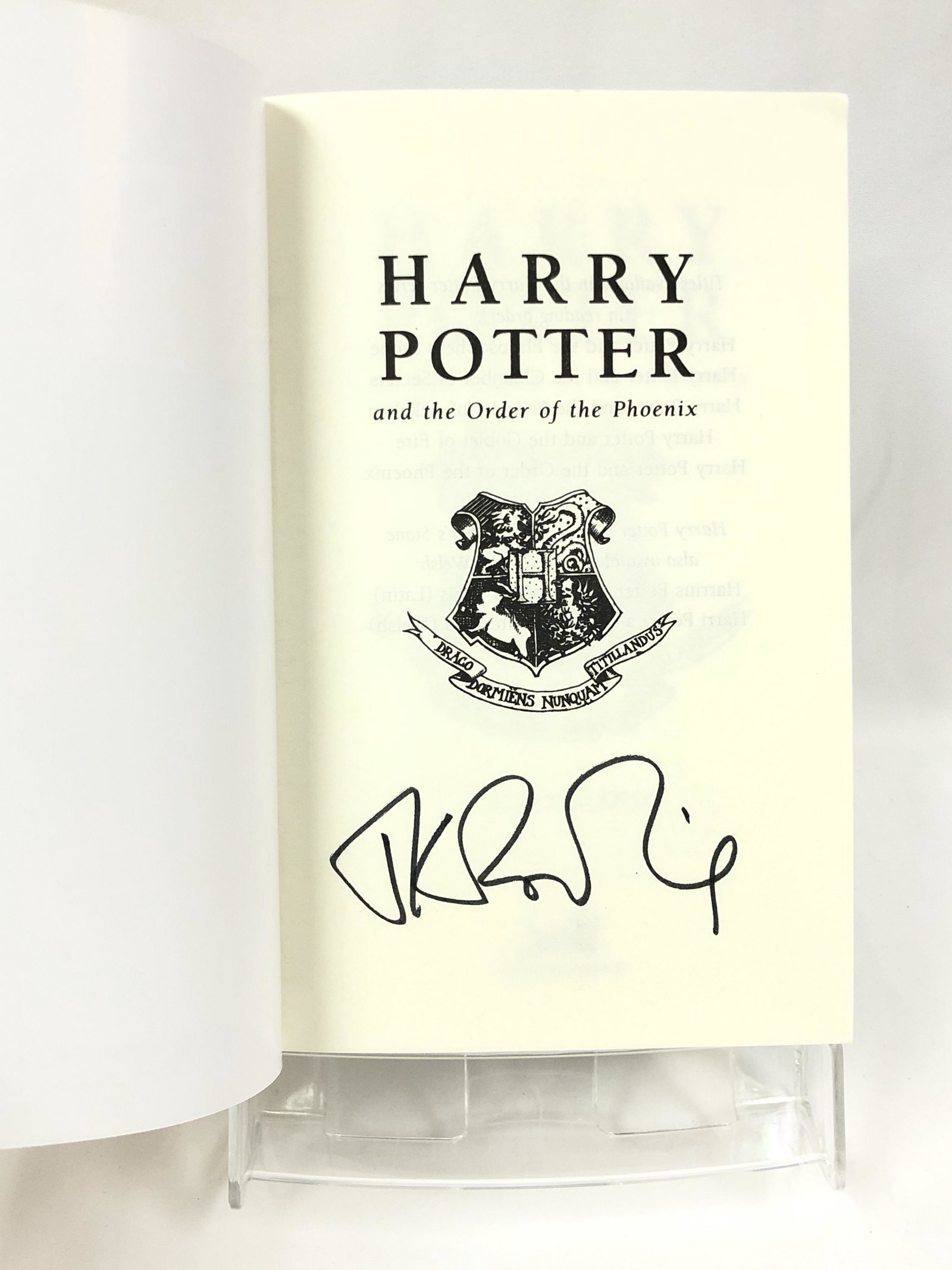 Harry Potter JK Autograph Signed Order of Phoenix Book: Autographed by:JK RowlingExcellent Condition and Certified