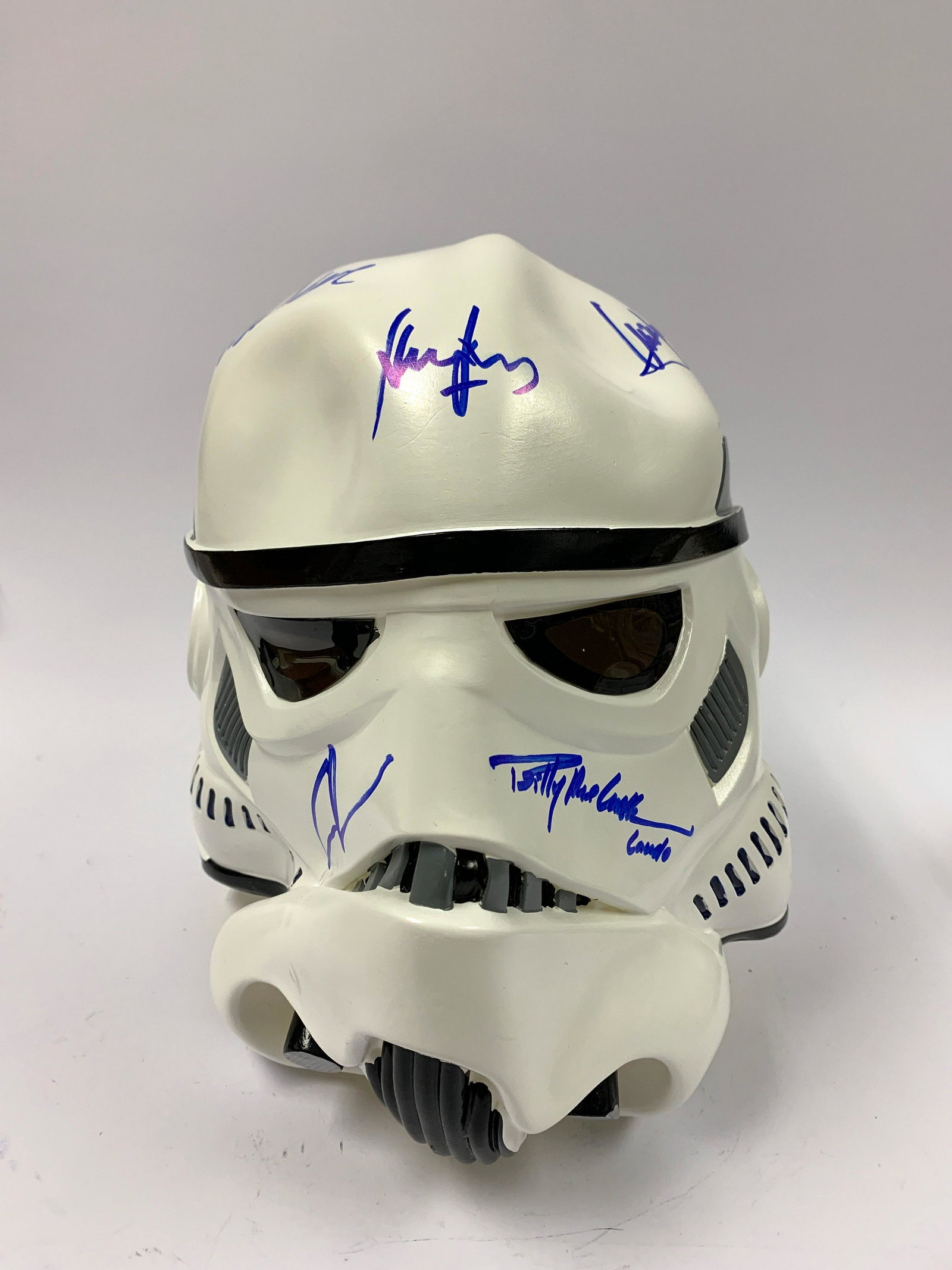 Autograph Signed Star Wars Stormtroopers Helmet: Autograph By: Harrison Ford, Carrie Fisher, Mark Hamill, Billy Dee Williams, George LucasExcellent Condition and Certified
