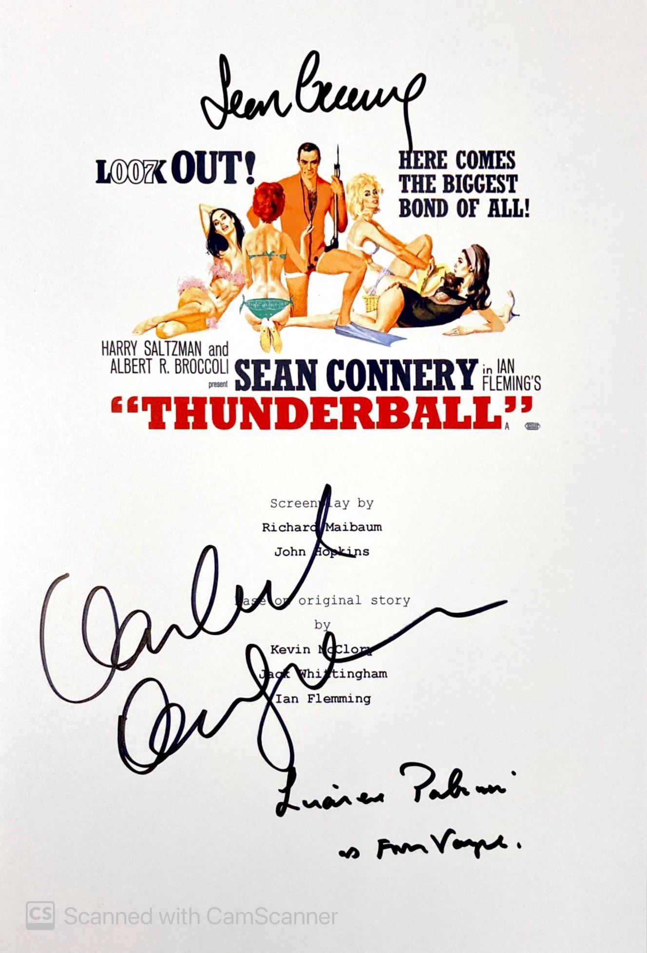 Autograph Signed Script Cover James Bond Thunderball (1 of 1)