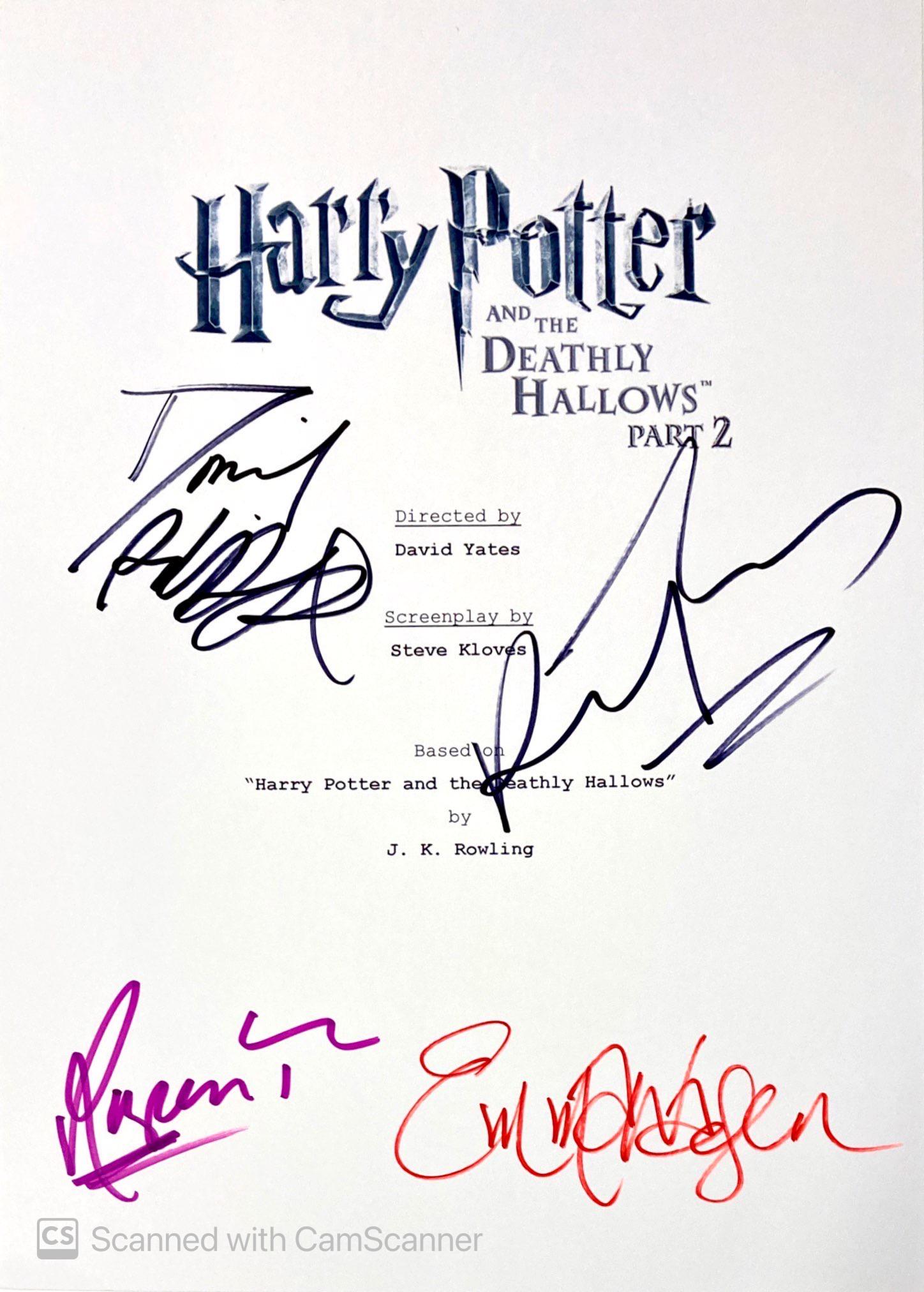 Autograph Signed Script Cover Harry Potter and the Deathly Hollows Part II (1 of 1)