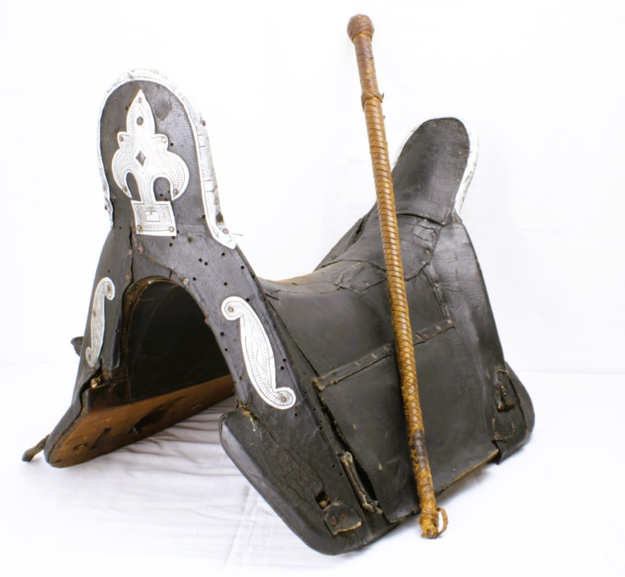 A beautiful Ottoman Pasha horse saddle and whip (1 of 8)