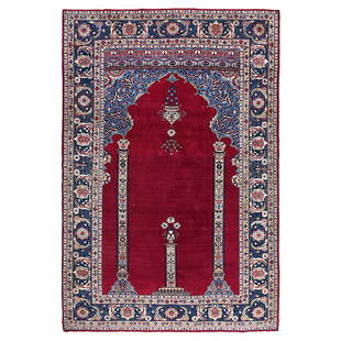 A Tehran Carpet: An early 19th century Tehran carpet (Persia) wool on silk arch and pillar design. Circa 1920. Approx. 214x140cm 