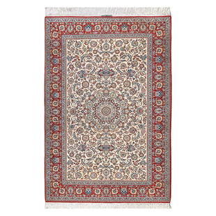 A Nain Habibian Carpet: A mid - 20th century Nain Habibian carpet, wool on cotton. Circa 1950. Approx. 223x150cm 