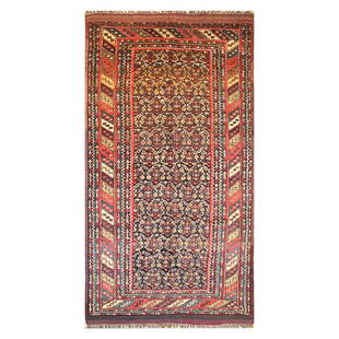 A Kurdish Caucasian Carpet: A Kurdish Caucasian boteh motif design rug. Wool on wool with natural dyes and colors. Circa 1920. Approx. 230x110cm 