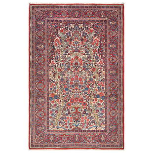 A Samnan Carpet: An early 20th century Samnan (Persia) carpet wool on cotton, arch design. Circa 1920. Approx. 202x133cm 