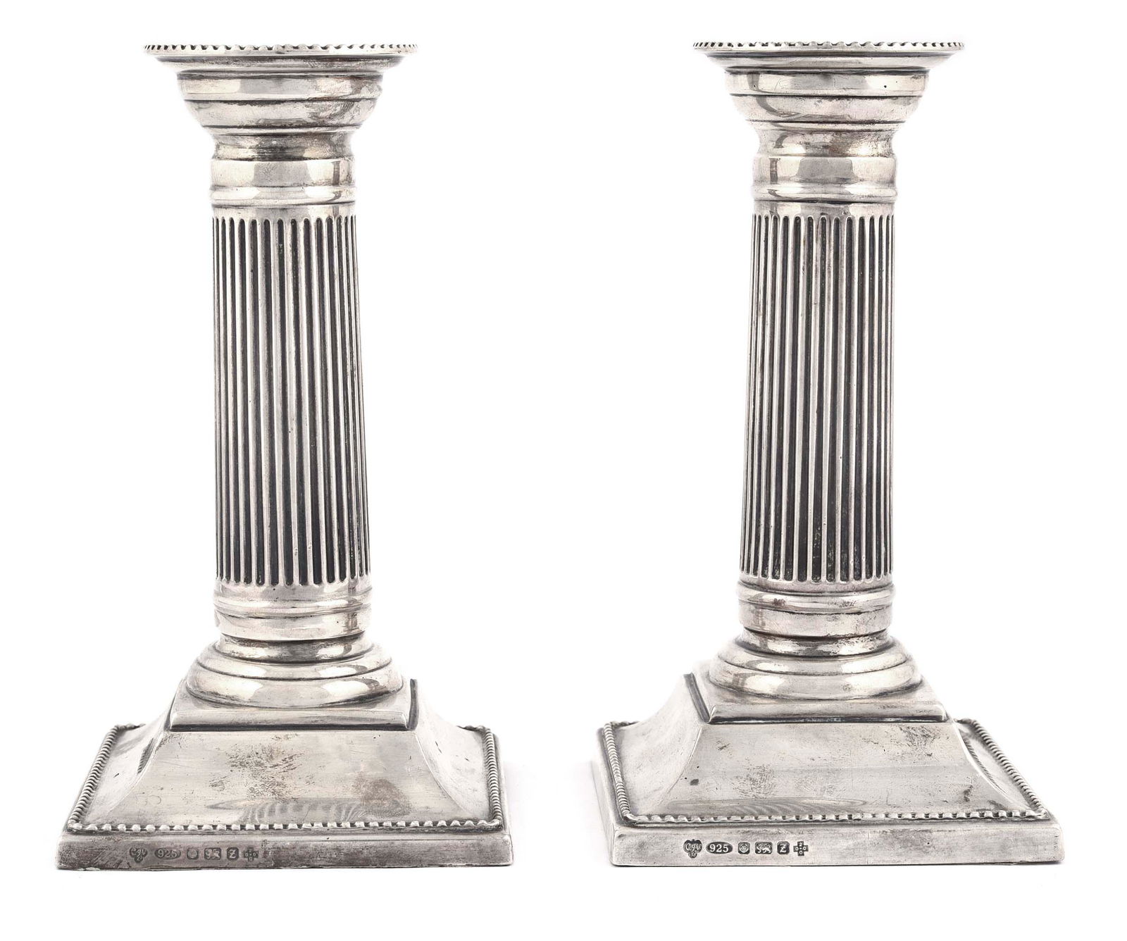 British silver column candle holders. (1 of 5)