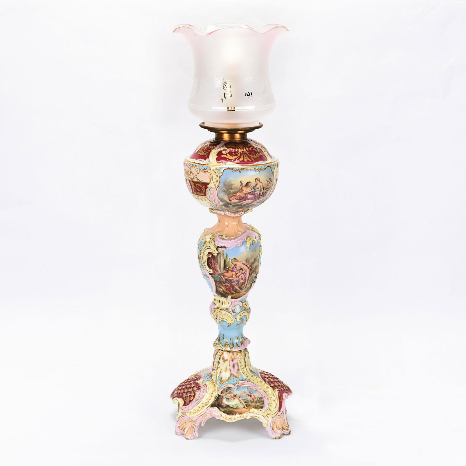 A 19th century porcelain oil lamp. Electrified. (1 of 16)