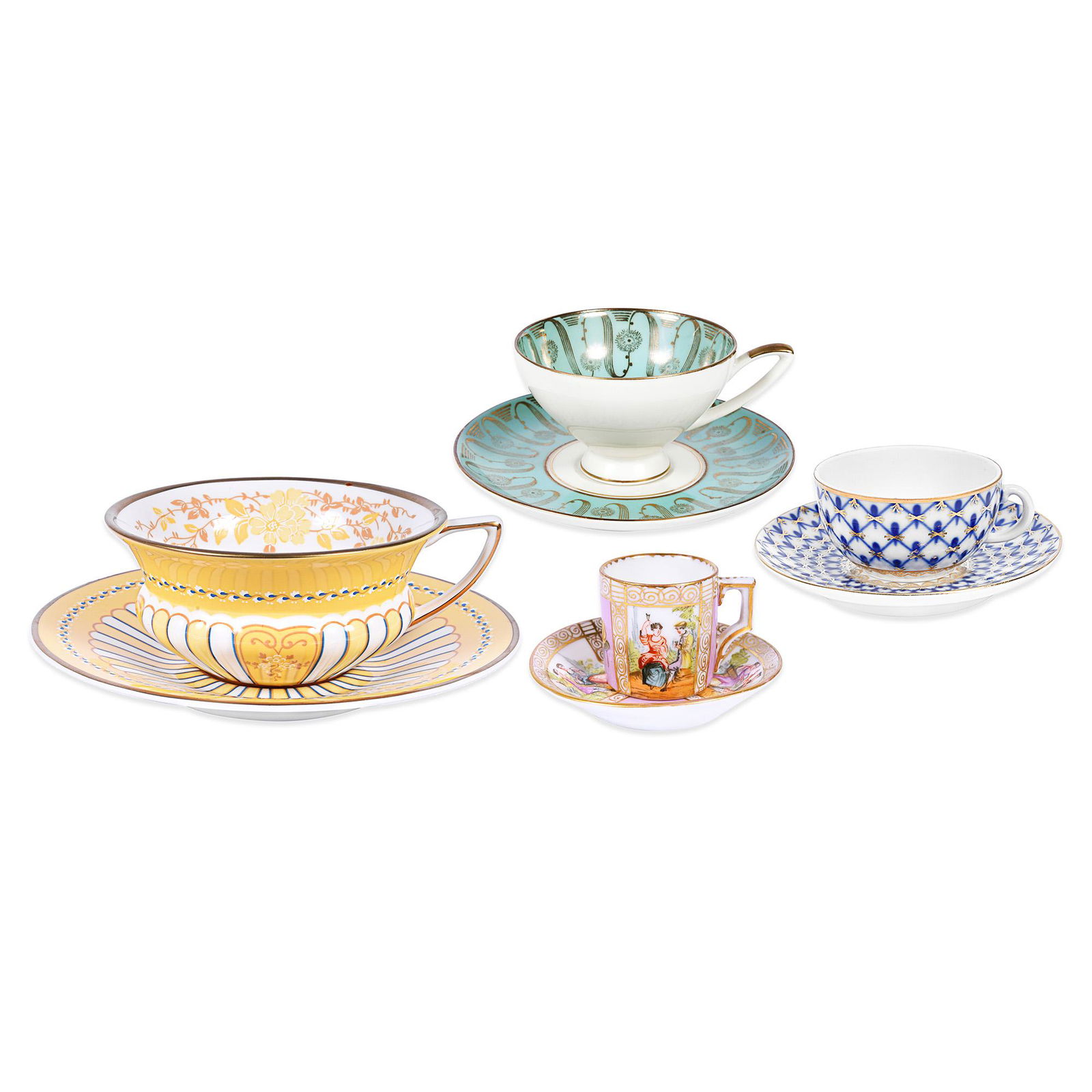 A group of 4 coffee cups with saucers. Circa 1900. (1 of 13)