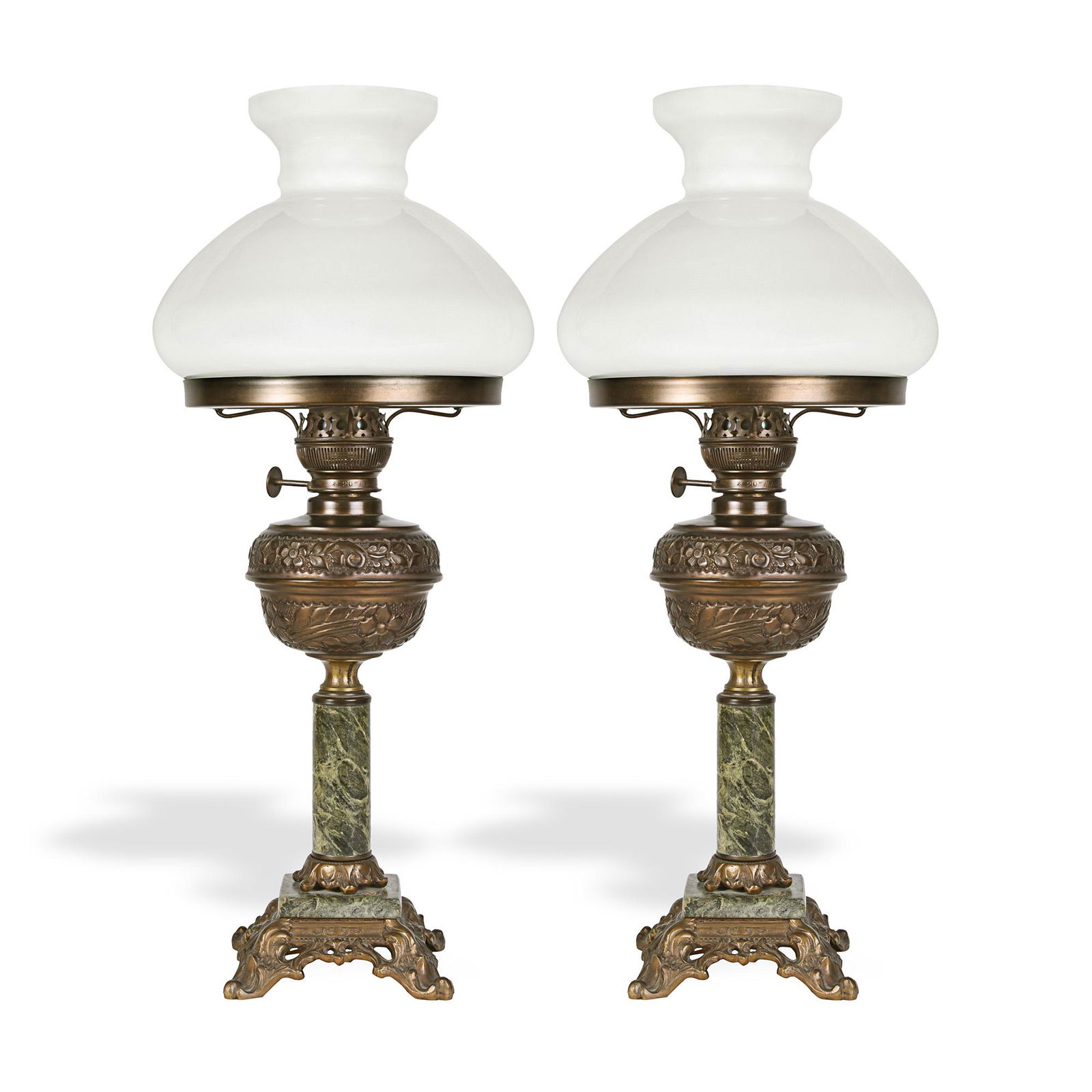 A pair of Victorian electrified lamps. (1 of 7)