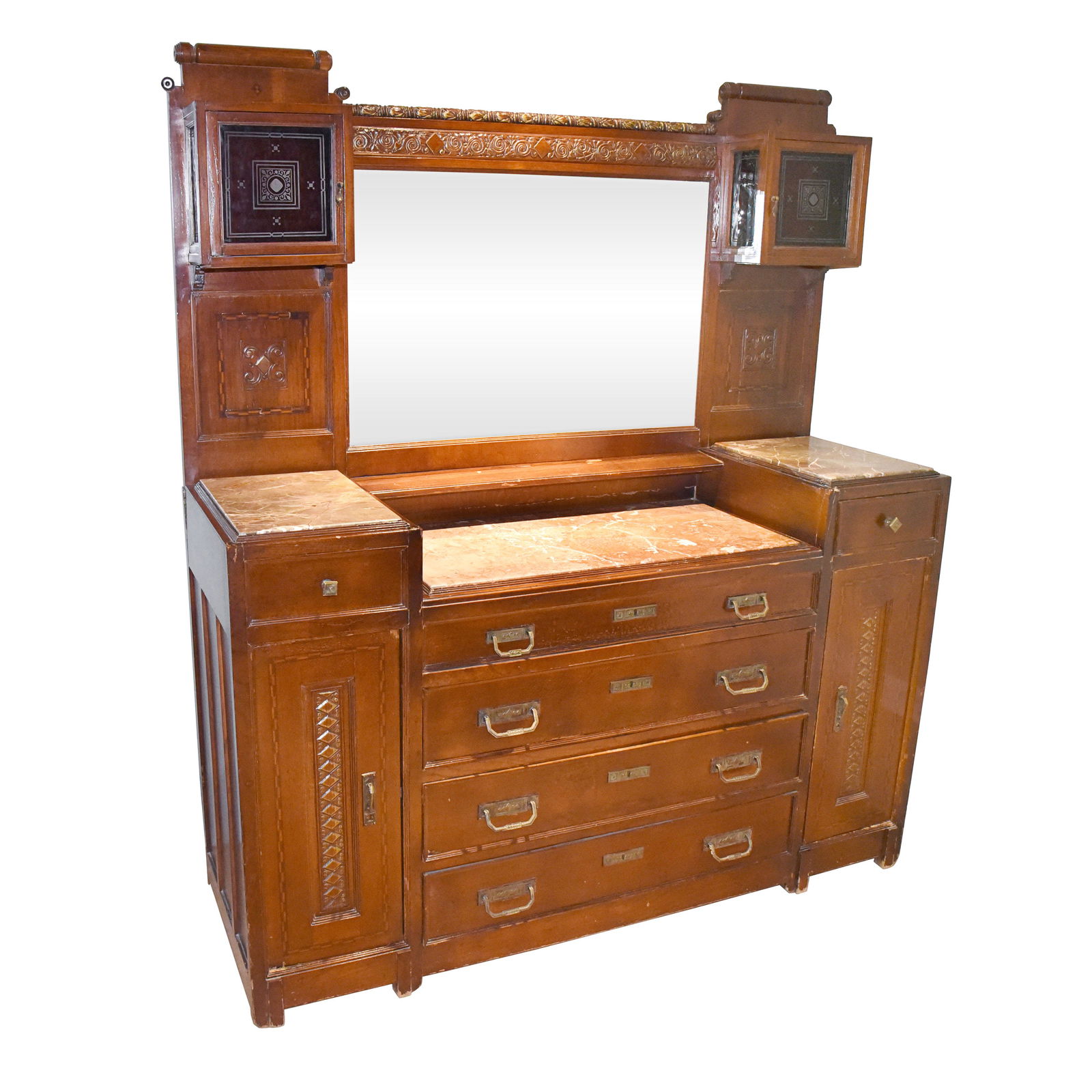 A late 19th Century Arts and Crafts mirrored credenza. (1 of 1)