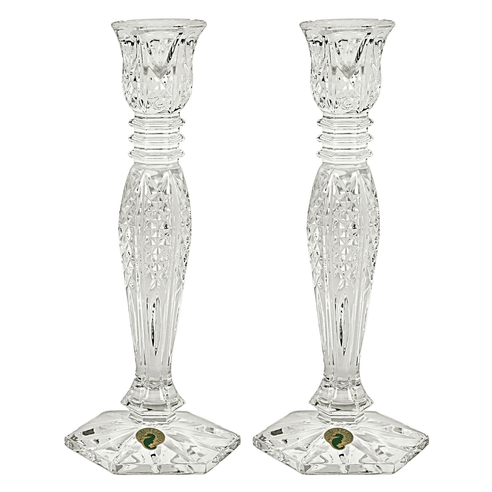 A Pair Of Crystal Glass Candle Holders By Waterford.