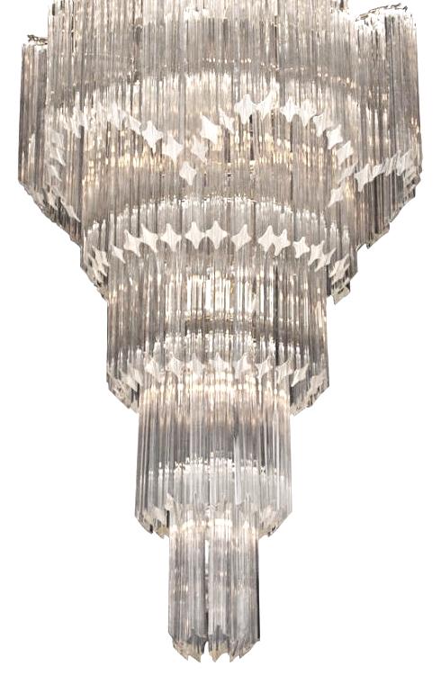 A Vintage Murano Wedding Cake Triedri Chandelier by 'Venini' Circa 1960. (1 of 4)
