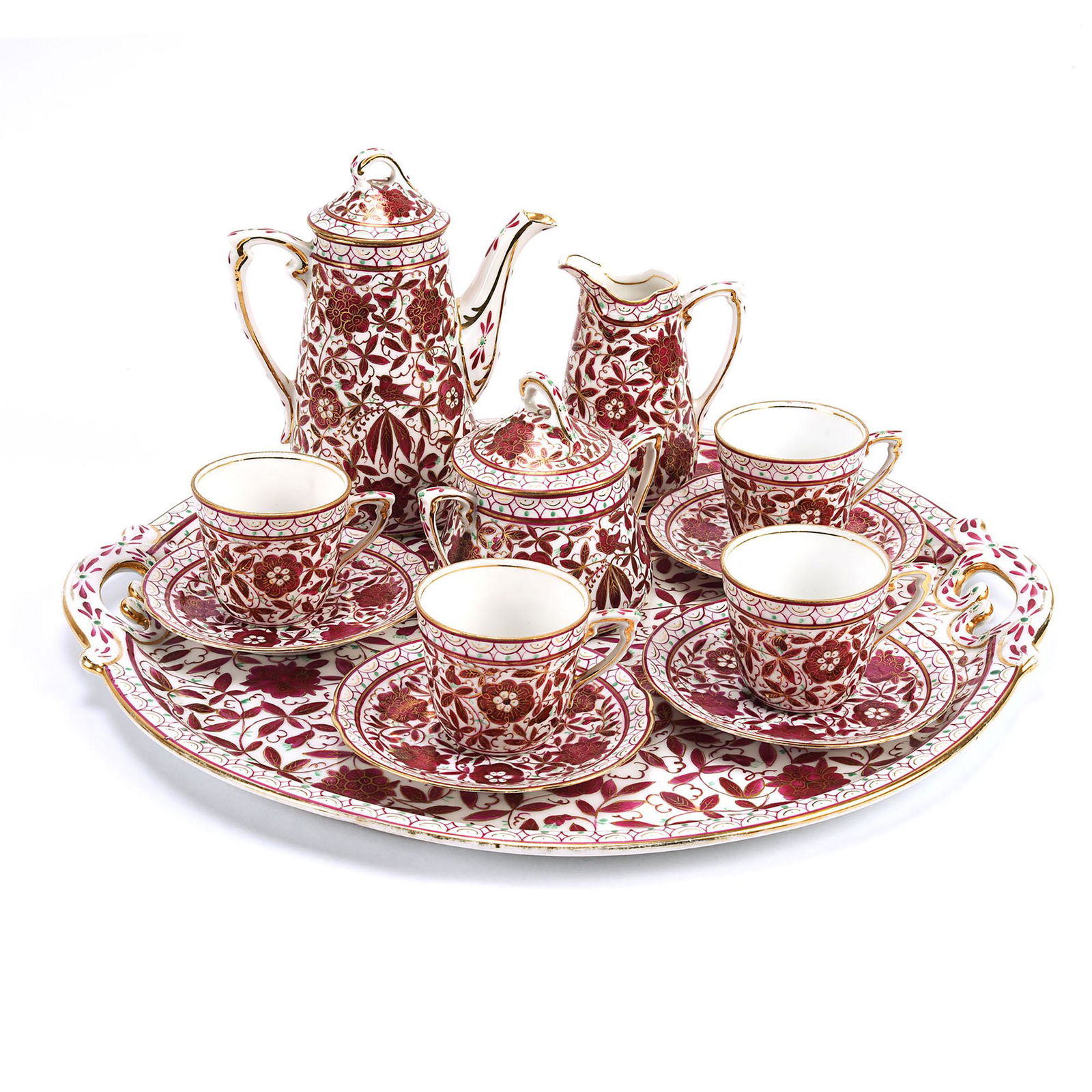A late 19th century European porcelain tea set. (1 of 5)