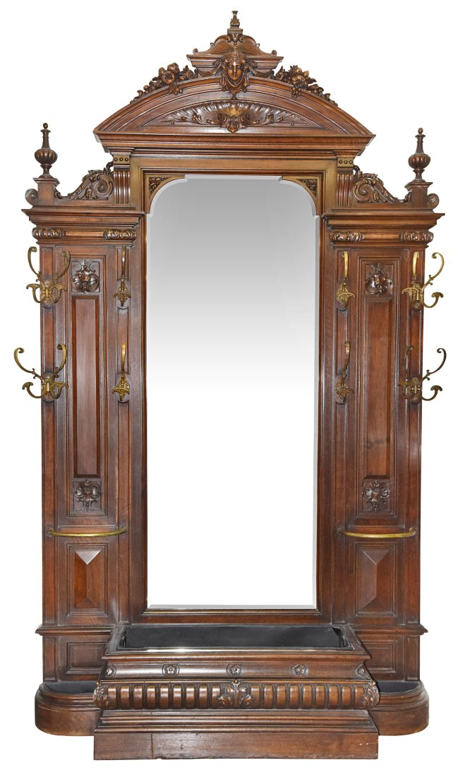Victorian hall mirror in Renaissance Revival style. (1 of 7)