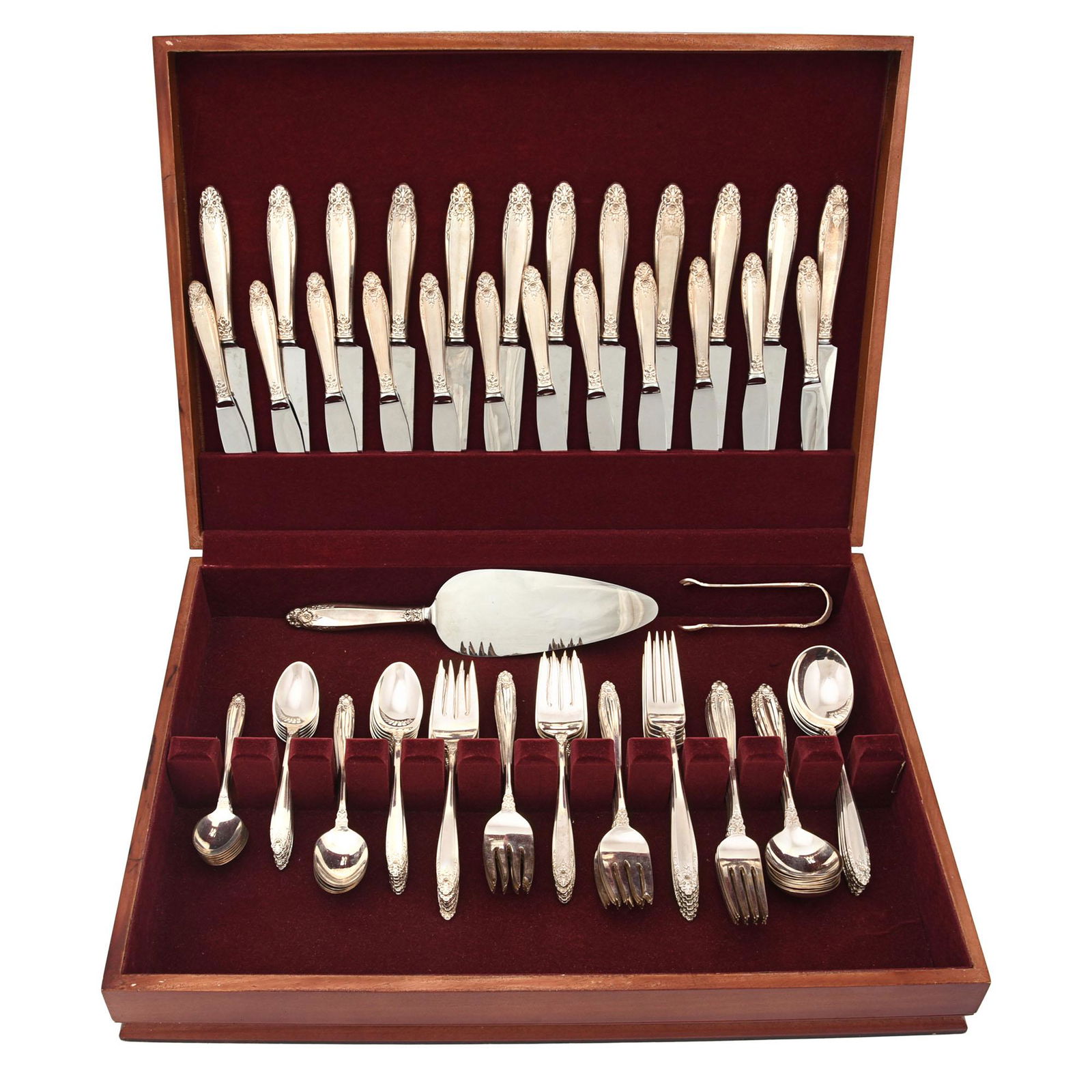 Sterling Silver Boxed Cutlery Set Of 98 Pieces. Auction