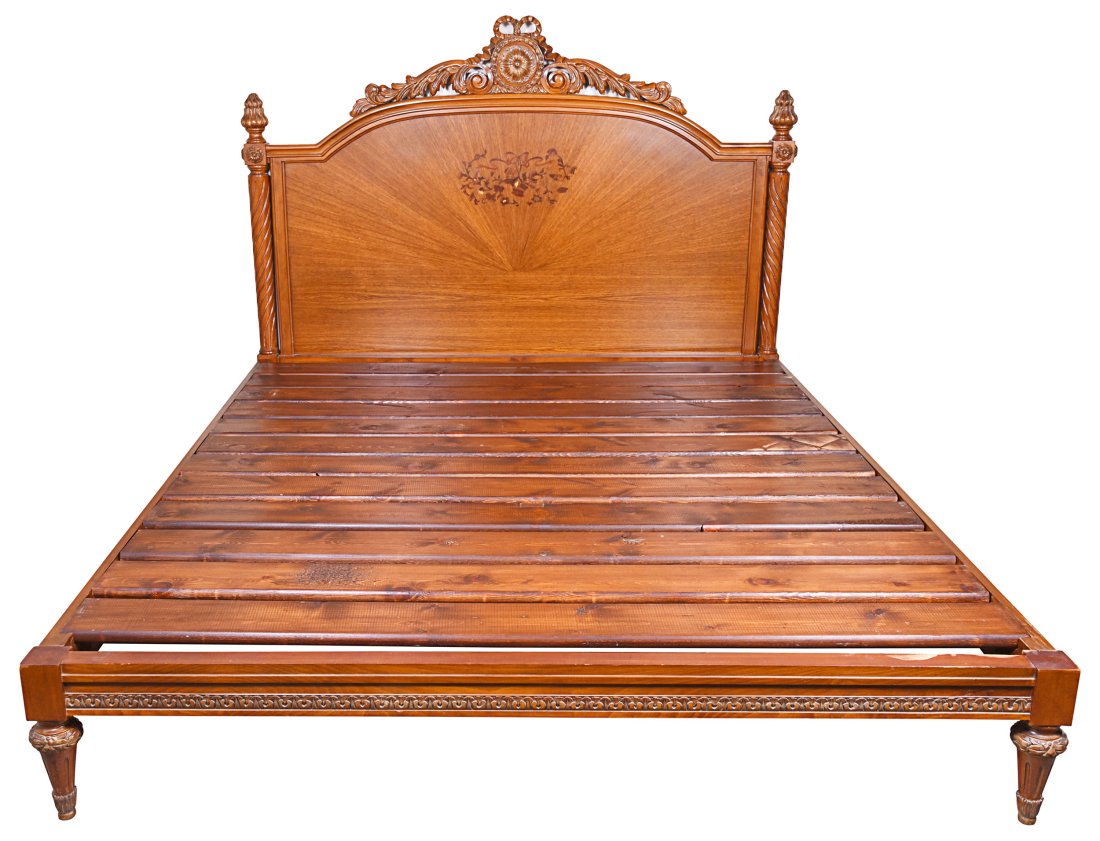 A French Louis XVI style headboard bed frame (1 of 7)