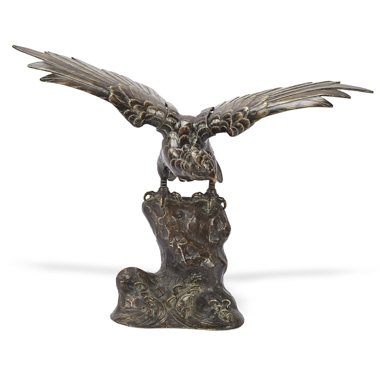 A bronze eagle on rock sculpture in Meiji period (1868-1912). (1 of 6)