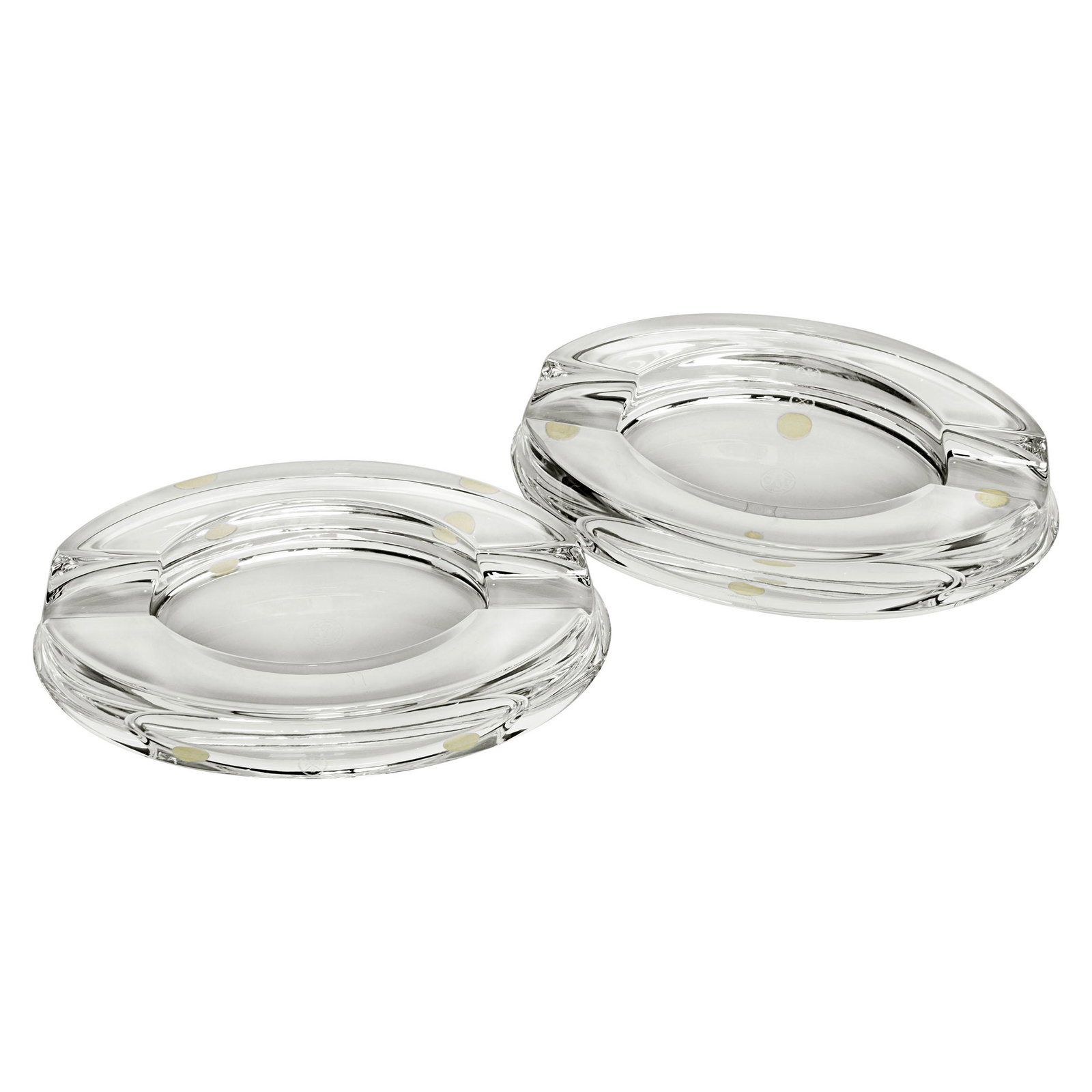 A late 20th century pair of crystal glass ash trays. (1 of 2)