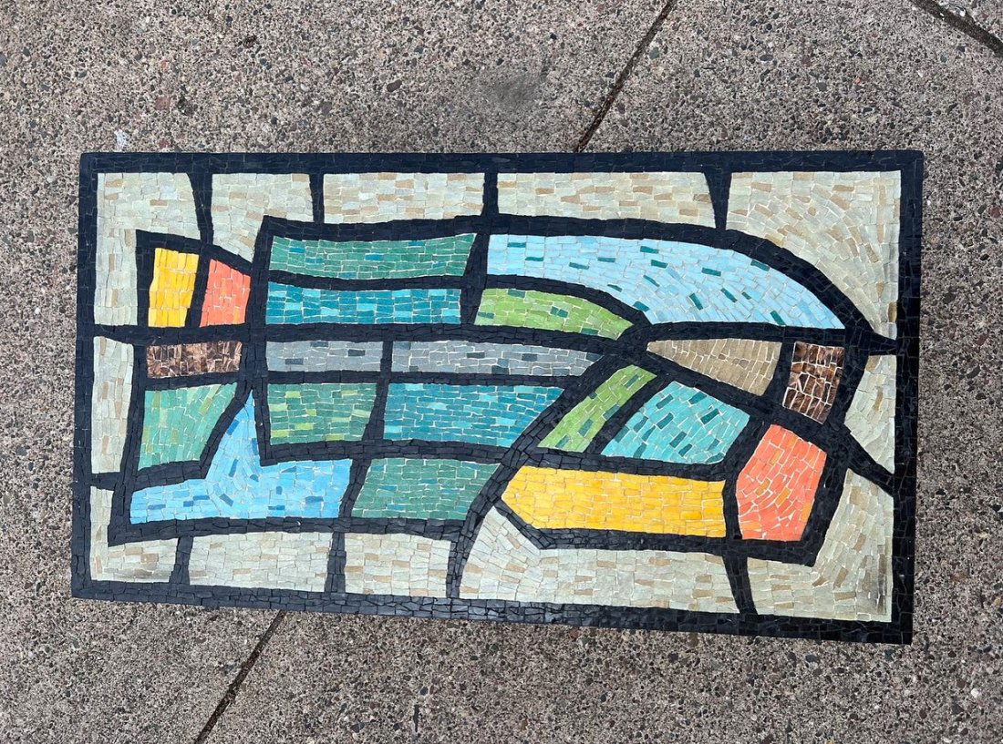 Mid Century Abstract Ceramic & Murano Glass Mosaic Coffee Table (1 of 6)