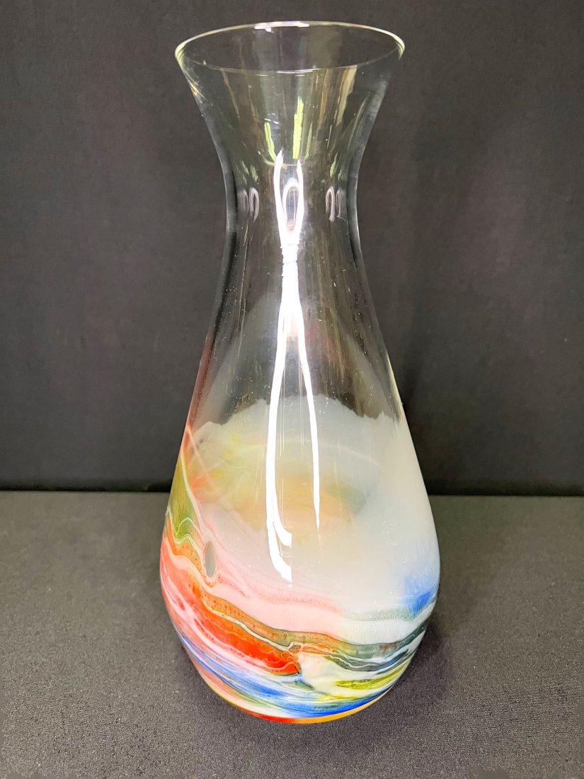 Vintage Steven Maslach Art Glass Vase: Vintage Steven Maslach Art Glass Vase/ signed and dated 77. 10"T X 4 1/2"D.