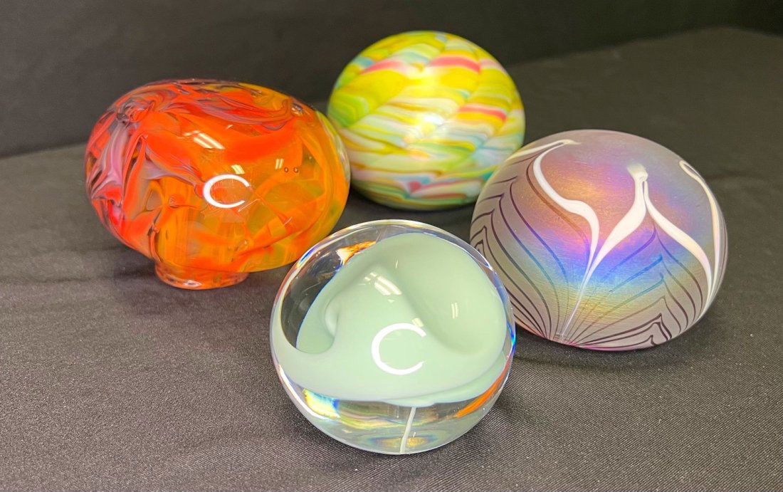 Studio Art Glass Paperweight set of 4- Tom St. Clair, Jones, BM (1 of 8)