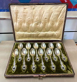 Antique French 950 Sterling Tea/ Coffee Spoon set of 12. (1 of 5)