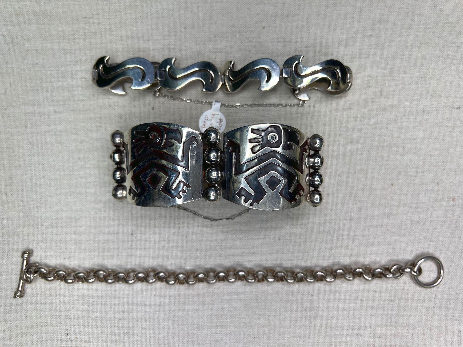 Vintage Set of 3 Taxco Mexican Sterling Bracelets (1 of 6)