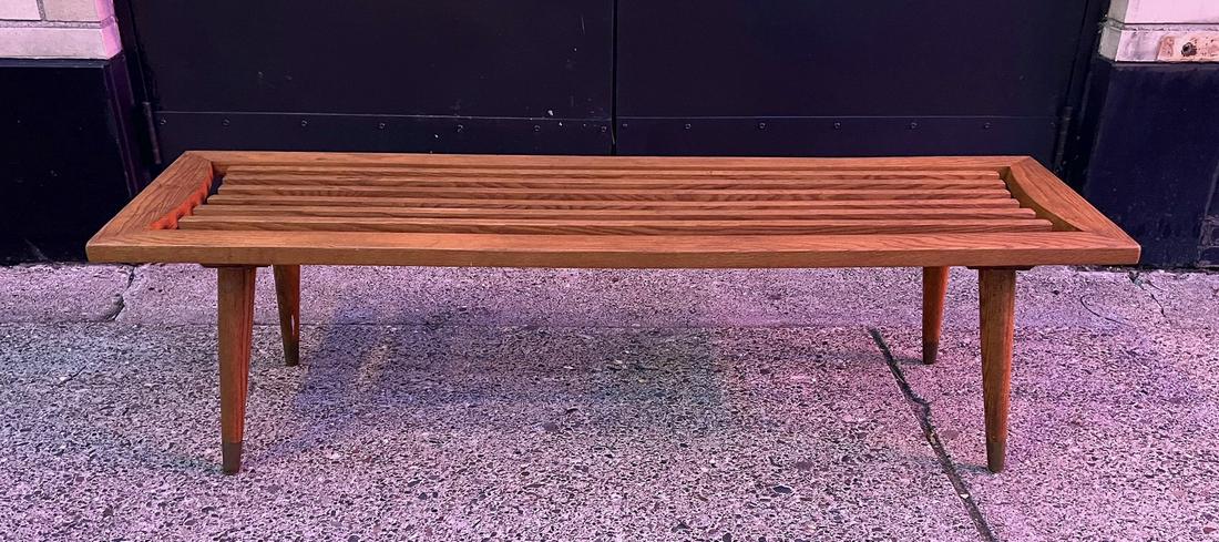 Mid Century Slatted Bench/ Coffee Table in Oak (1 of 7)