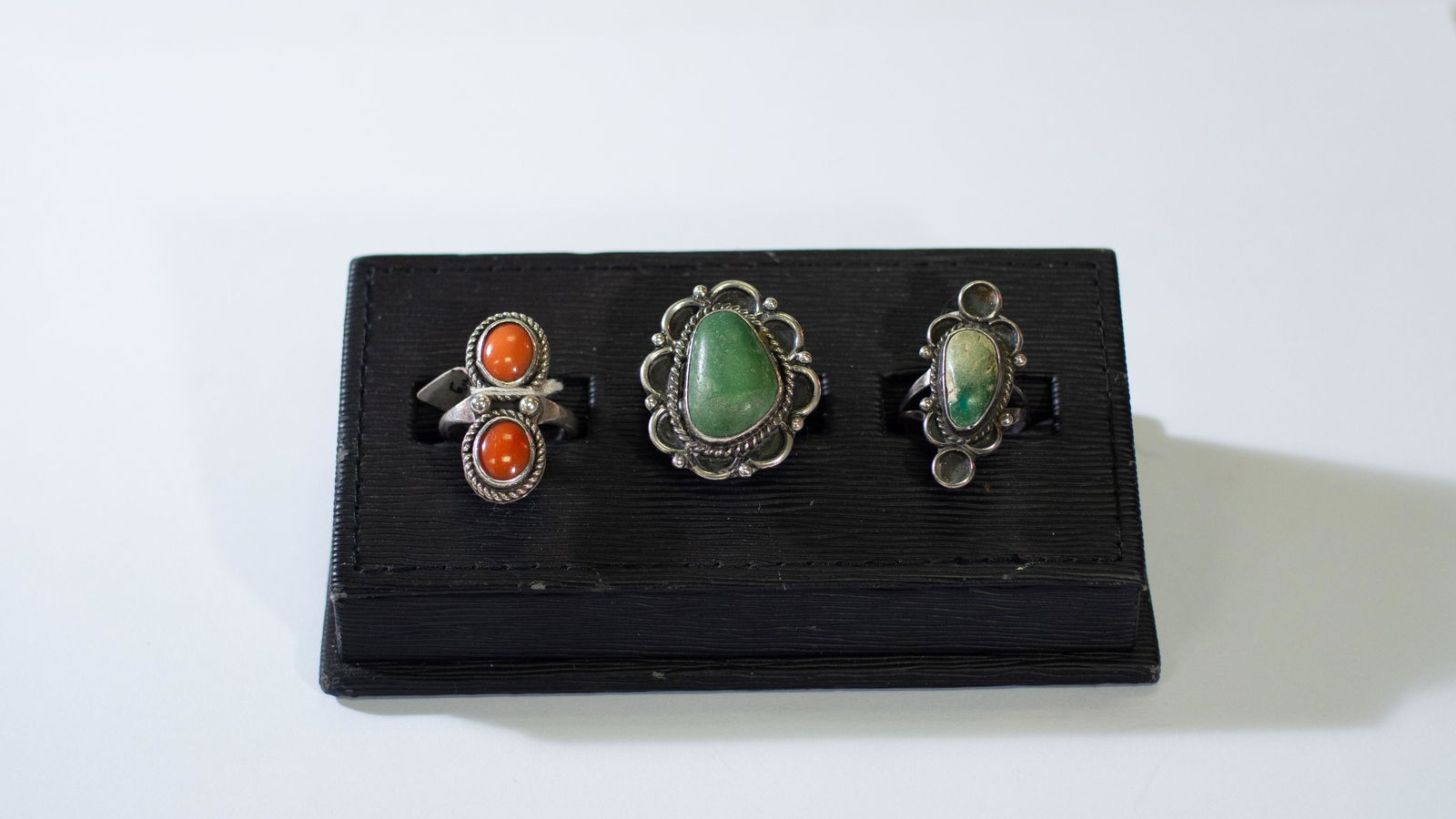 3 Vintage Navajo Coral/ Turquoise Sterling Silver Rings~ Sz. 6-7 (1 of 2)