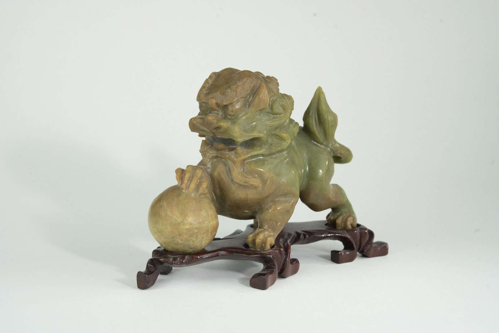 Vintage Chinese Hand-carved Soapstone Foo Dog: Vintage Chinese Hand-carved Soapstone Foo Dog. 7 1/2" Long X 5 1/4" Height.