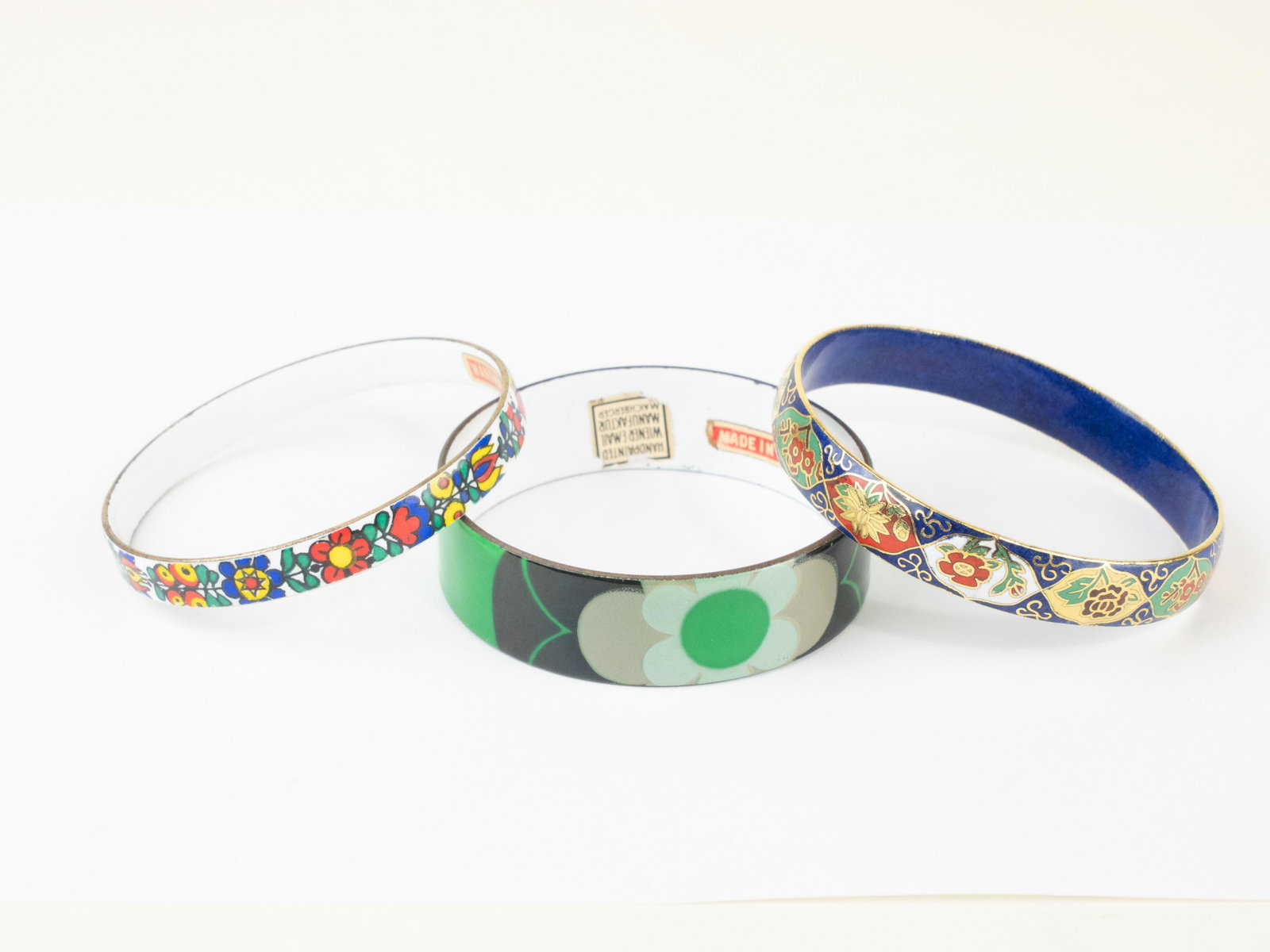 Vintage Pair Austrian Enameled Bangles~ NR.64 & Wiener Email (1 of 2)