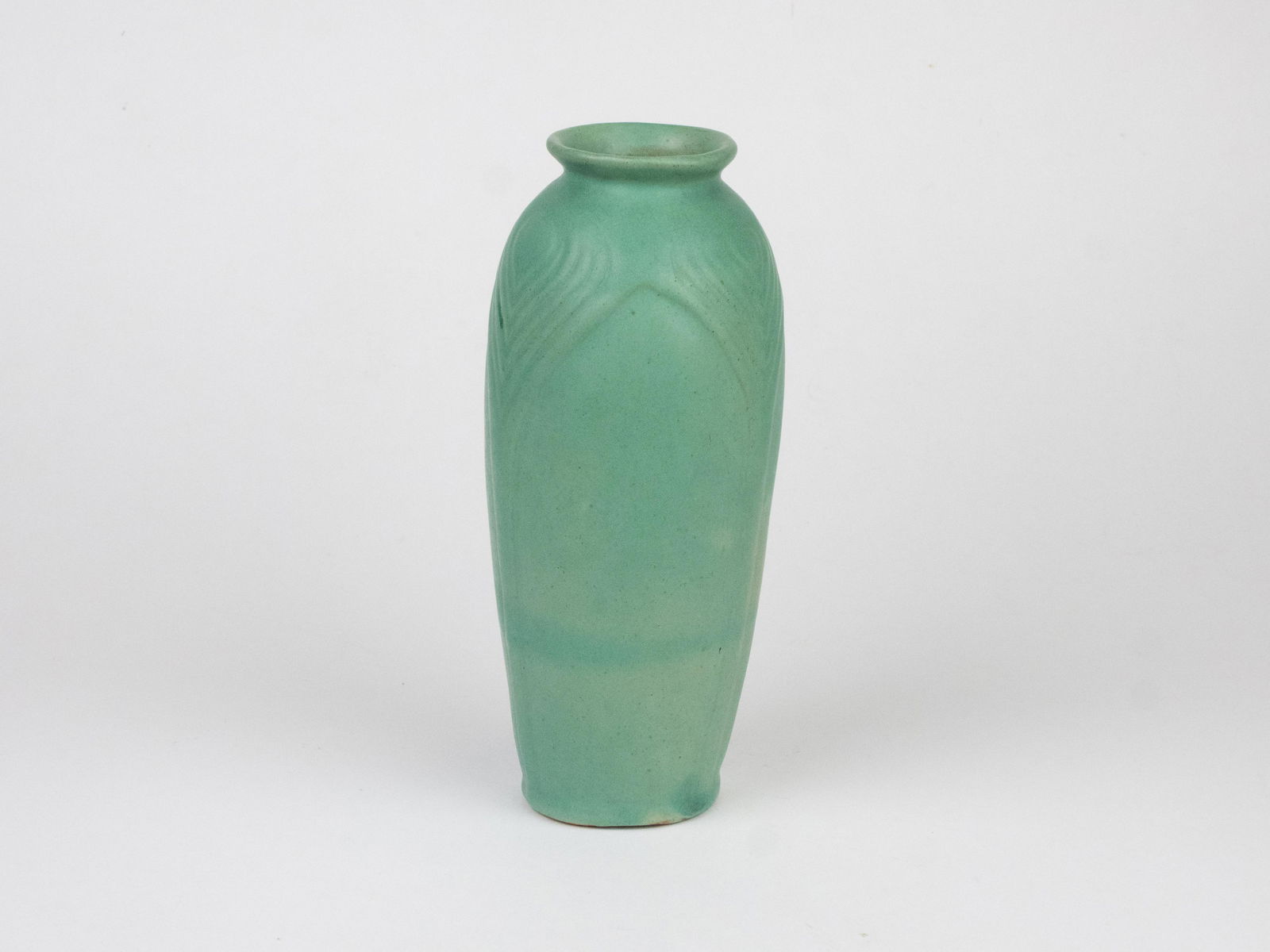 Arts & Crafts Matte Green Peacock Feather Vase~ C. 1905- 1925 (1 of 6)