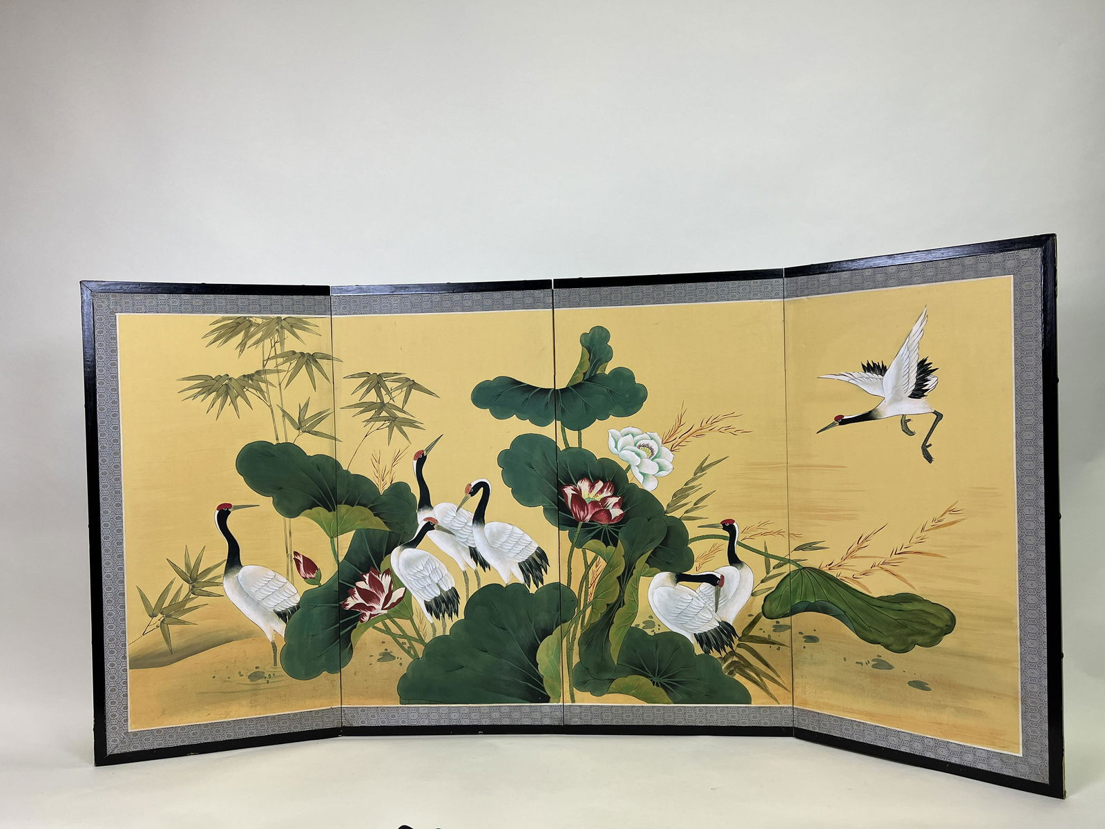Chinese Hand-painted Four Panel Folding Screen (1 of 4)