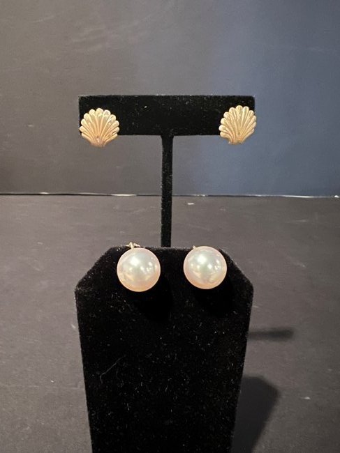 2 sets of earrings. 1 14k gold set. 1 silver set. (1 of 7)