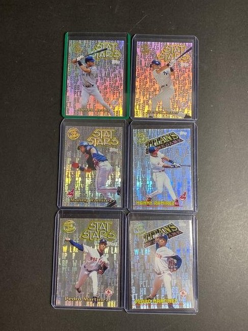 6 2000 Topps Stat Starts Own the Game Limited Edition Cards- (2) Derek Jeter, (2) Manny Ramirez, (2) (1 of 2)