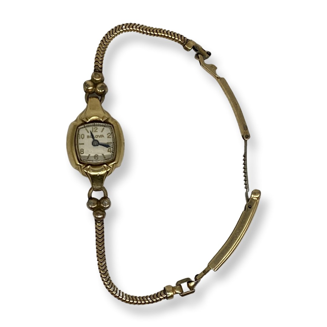 Vintage 14k Bulova Watch- 13.46g: 14k Bulova Watch- 13.46g, 4in -Womens Watch. Working condition unknown