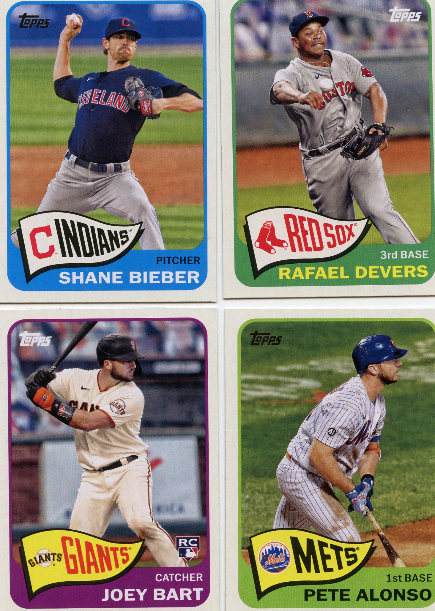2021 Topps Baseball Card lot-Joey Bart, Peter Alonso, Shane Bieber, Rafael Devers: 2021 Topps Baseball Card lot-Joey Bart, Peter Alonso, Shane Bieber, Rafael Devers