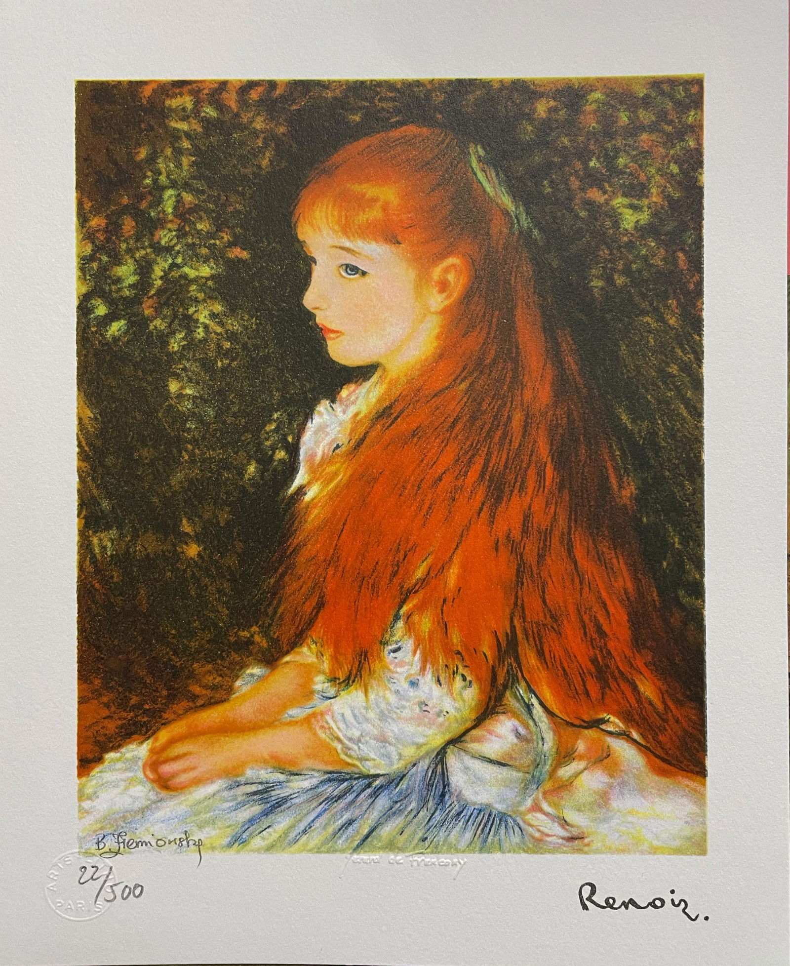 Pierre Auguste Renoir 1841-1919, Portrait of Mademoiselle Irene Cahen d'Anvers, Lithograph (1 of 5)