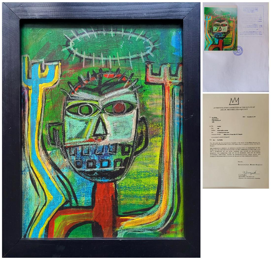 Jean-Michel Basquiat (1960-1988), Mixed Media Painting on Canvas (1 of 6)