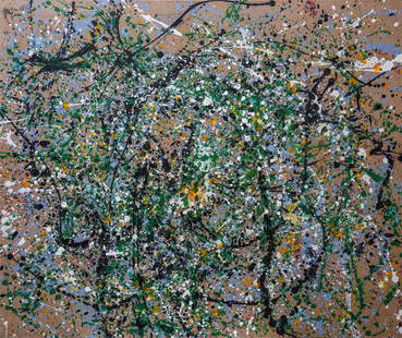 Jackson Pollock (1912-1956), Mixed Media on Canvas: Jackson Pollock (1912-1956), Mixed Media on Canvas Image Size: 47 1/8 by 39 1/4 inches (120 by 100 cm) All measurements are approximate. Signed (upper left) Jackson Pollock (1912-1956) was a